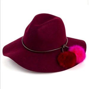 Echo Rabbit Fur Pom Pom Hat NWOT